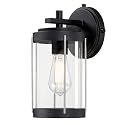 Westinghouse 6122100 Kezia Transitional One Light Outdoor Wall Fixture, Textured Black and Industrial Steel Finish, Clear Glass
