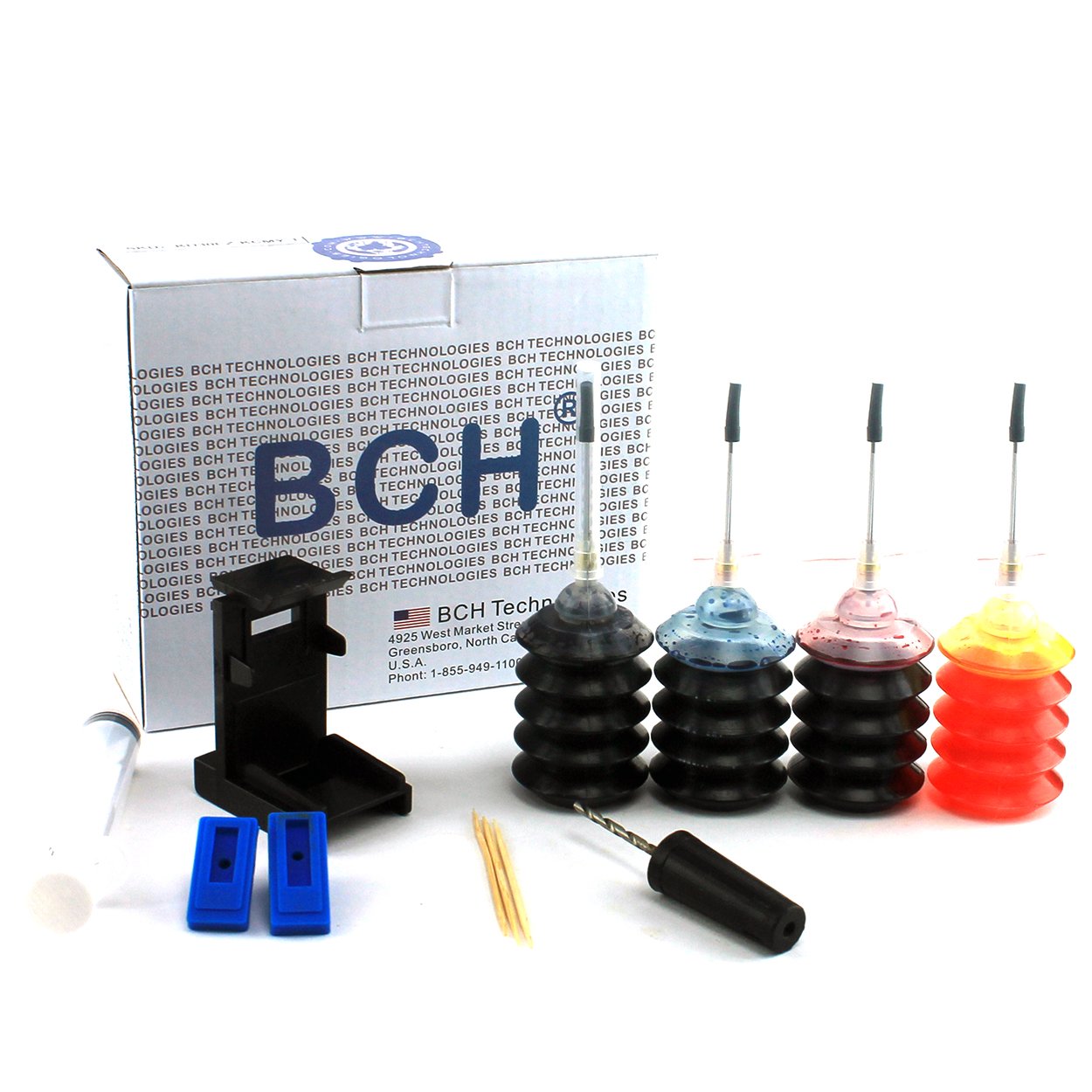 BCH Ink Refill Kit - Compatible with Select HP Ink Cartridges (67, 63, 65, 61, 64, 62, 910XL) - High-Yield Ink for Inkjet Printers - Vibrant Colors