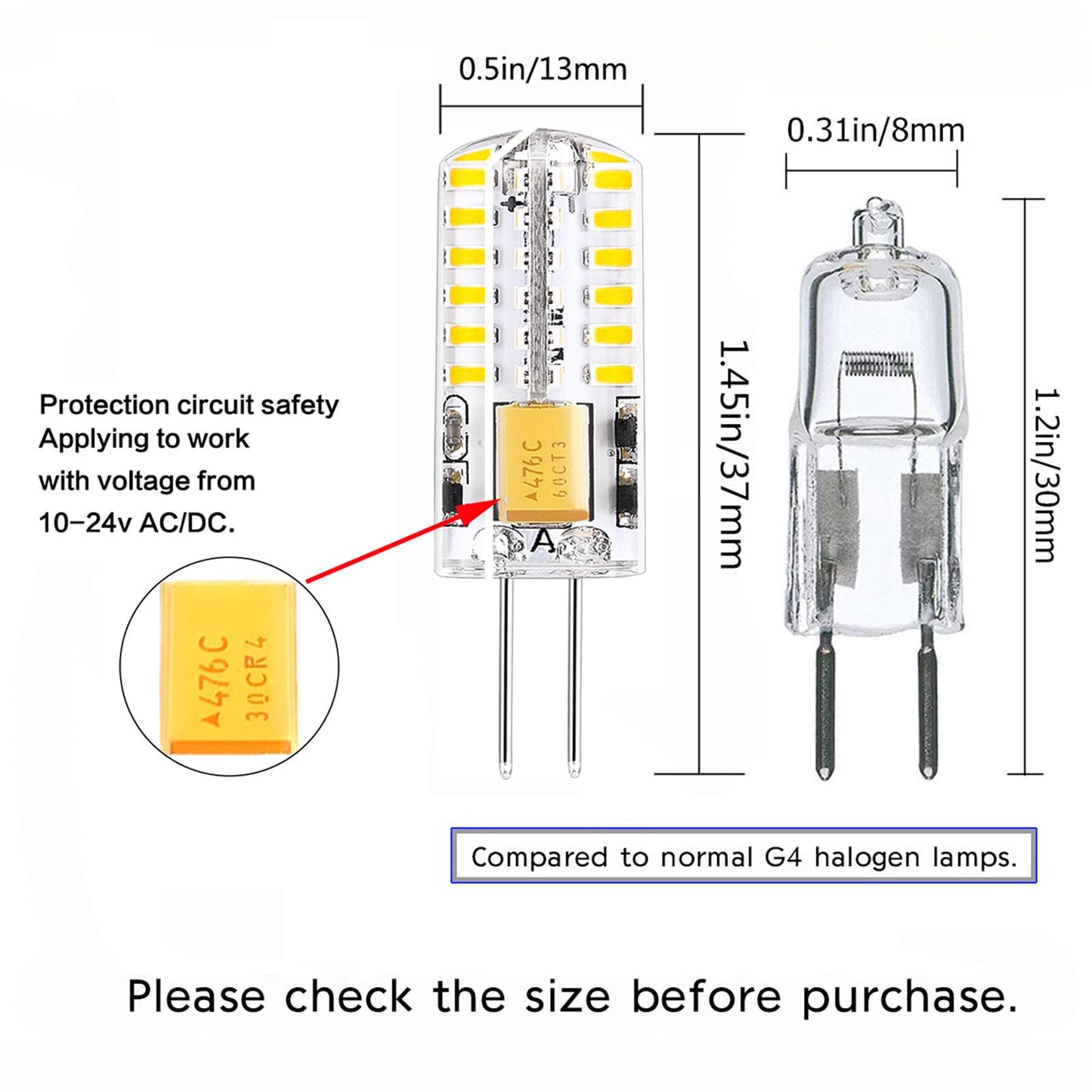 DOPKUSS G4 LED Bulbs 12V Led Light AC/DC Bi-Pin Base Landscape Bulbs Non Dimmable 3 Watt 12v - G4 Bulb LED Lighting Equiavlent to 30W Low Voltage Warm
