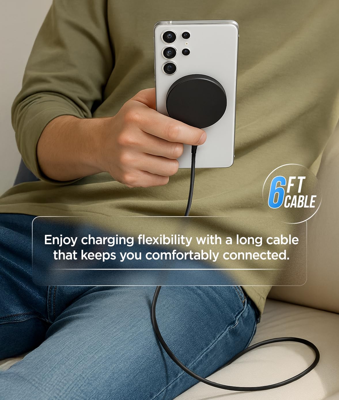 Magnetic Charger for Samsung, Fast Wireless Charging for Galaxy S26 Ultra, S25 S24 Plus and Android Devices - USB Type-C (6Ft)