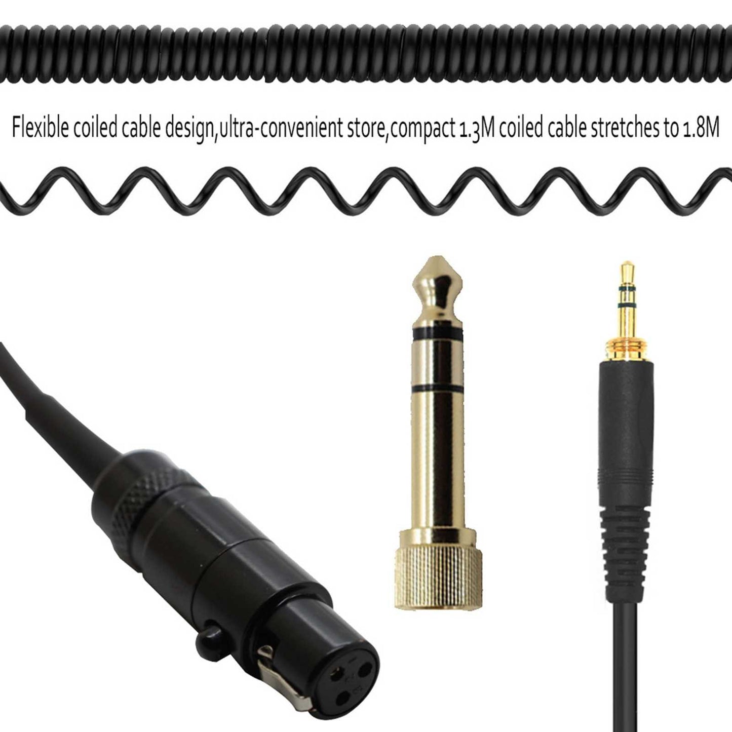 Rhinenet Extension Coiled DJ Cable for AKG Q701 K702 K271 K272 K240 MKII K242 K267 k141 k171 Headphones
