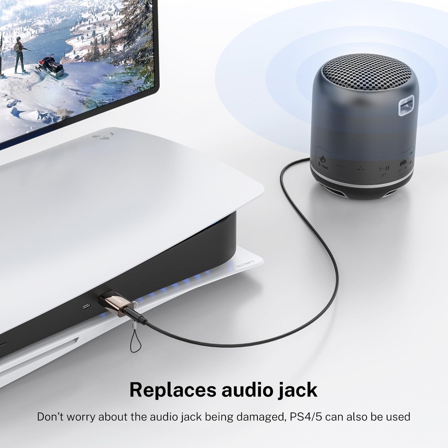 MOSWAG USB to Audio Jack Adapter, 3.5mm Jack Audio Adapter, External Stereo Sound Card TRRS Female Headset Compatible with PC, Laptop, Mac, Desktops