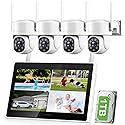 Cromorc Expandable 10CH Wireless Security Camera System with 10.1" Monitor, AI Human Detection, Floodlight,Siren Alarm, 2-Way Audio,4PCS 5MP PTZ
