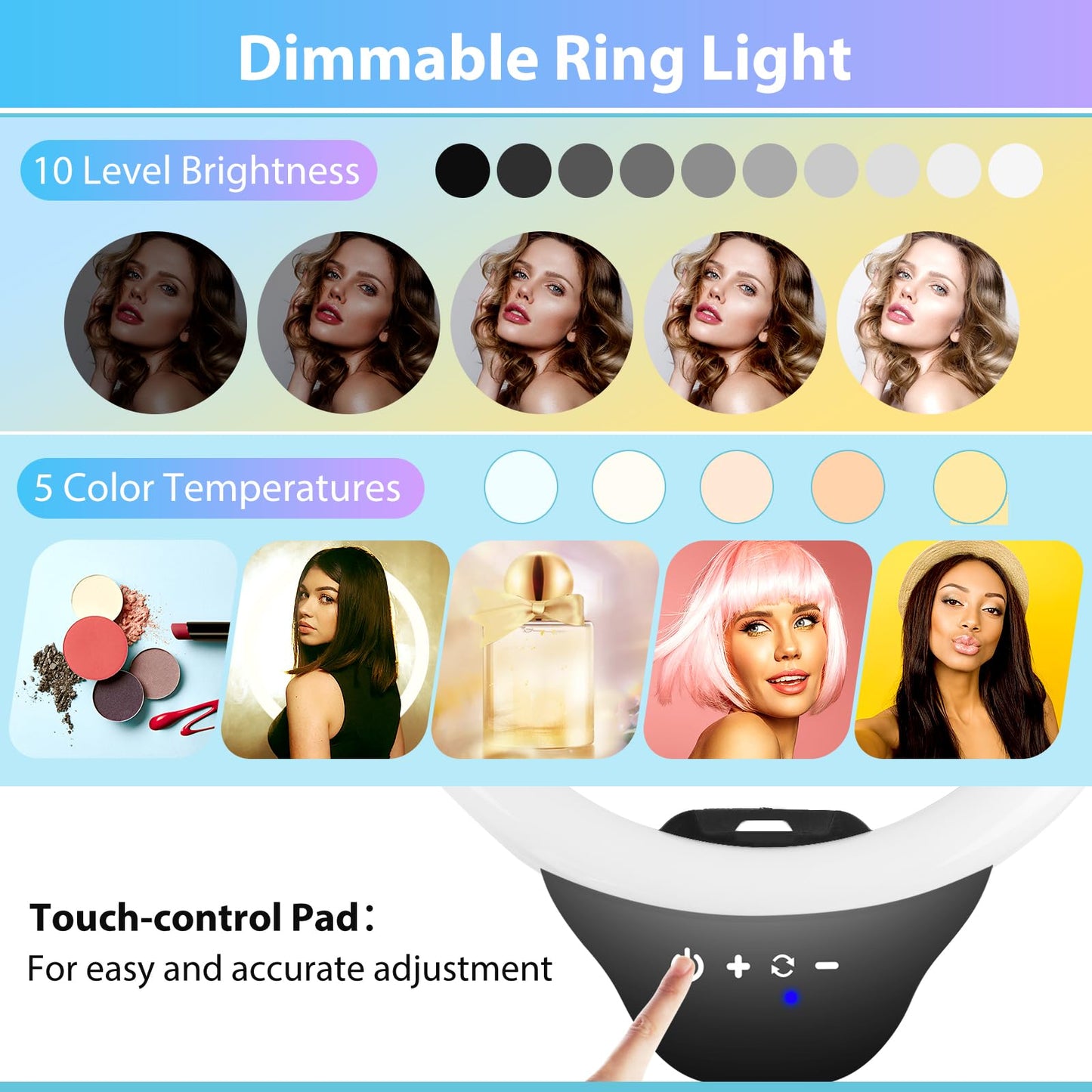 Sensyne 12-inch Ring Light with 67-inch Selfie Stick, Tripod and Phone Holder, Selfie Remote Control Circle Light for Live Stream/Video