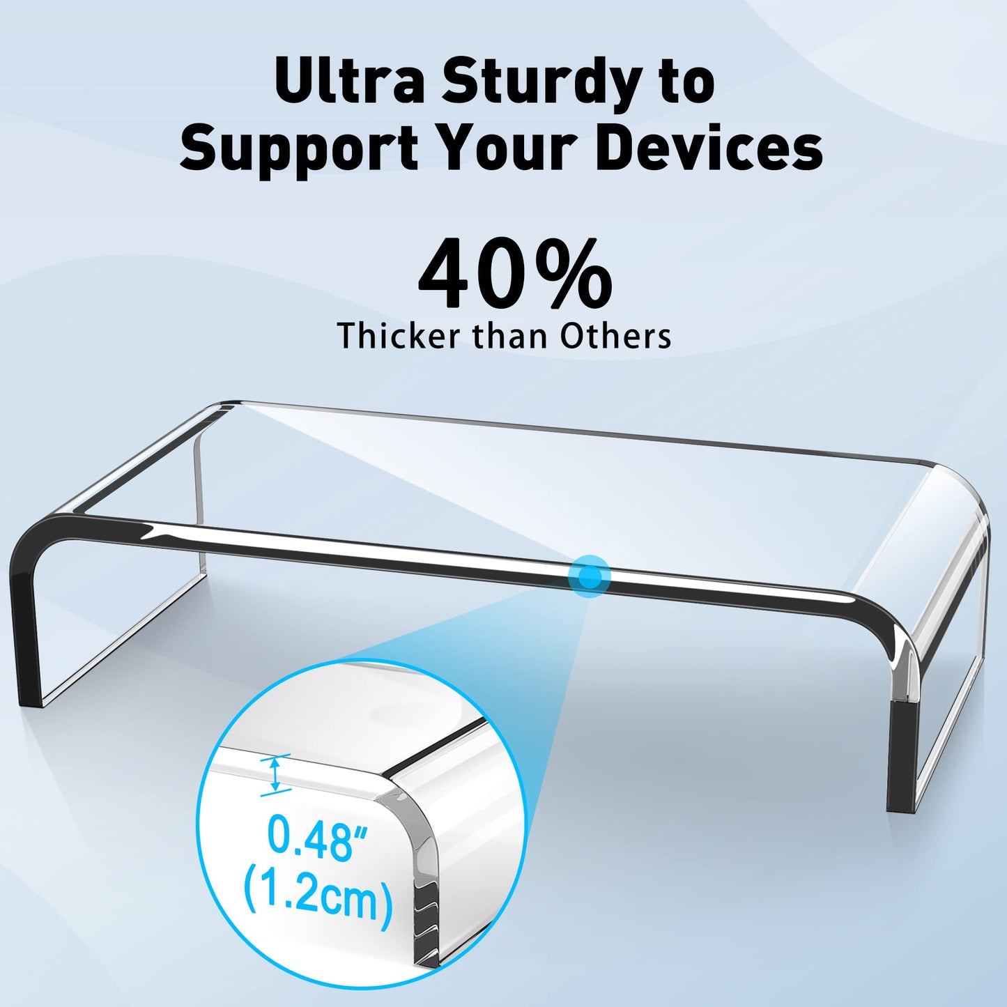 AboveTEK Acrylic Monitor Stand, Premium Large Monitor Riser 20 inch, Crystal Clear Acrylic Computer Stand Laptop Desk Stand for Home Office Printer TV