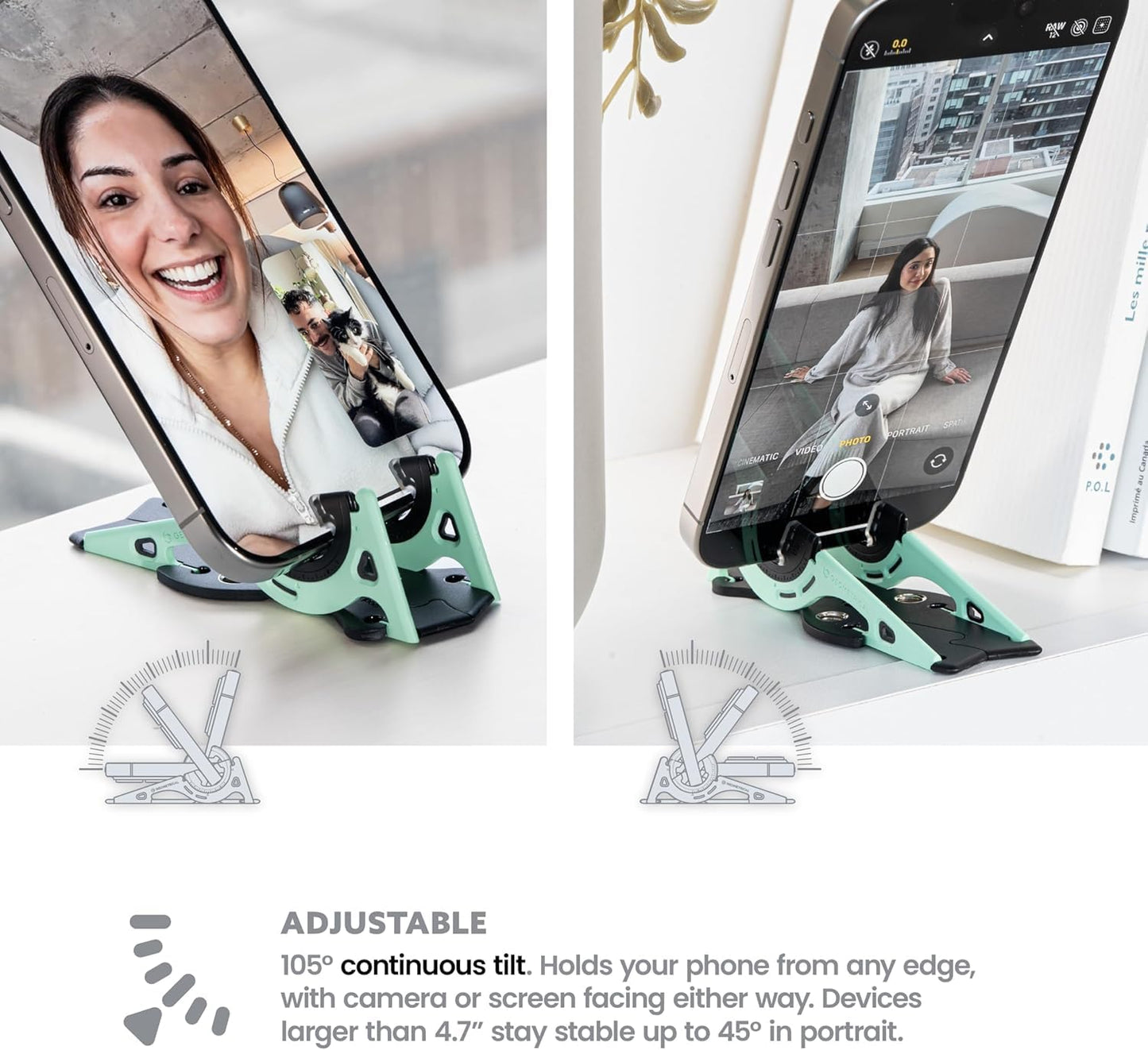 GEOMETRICAL Pocket Tripod PROv2 - Card-Size Stand, for iPhone, Jasper Green Universal Kit