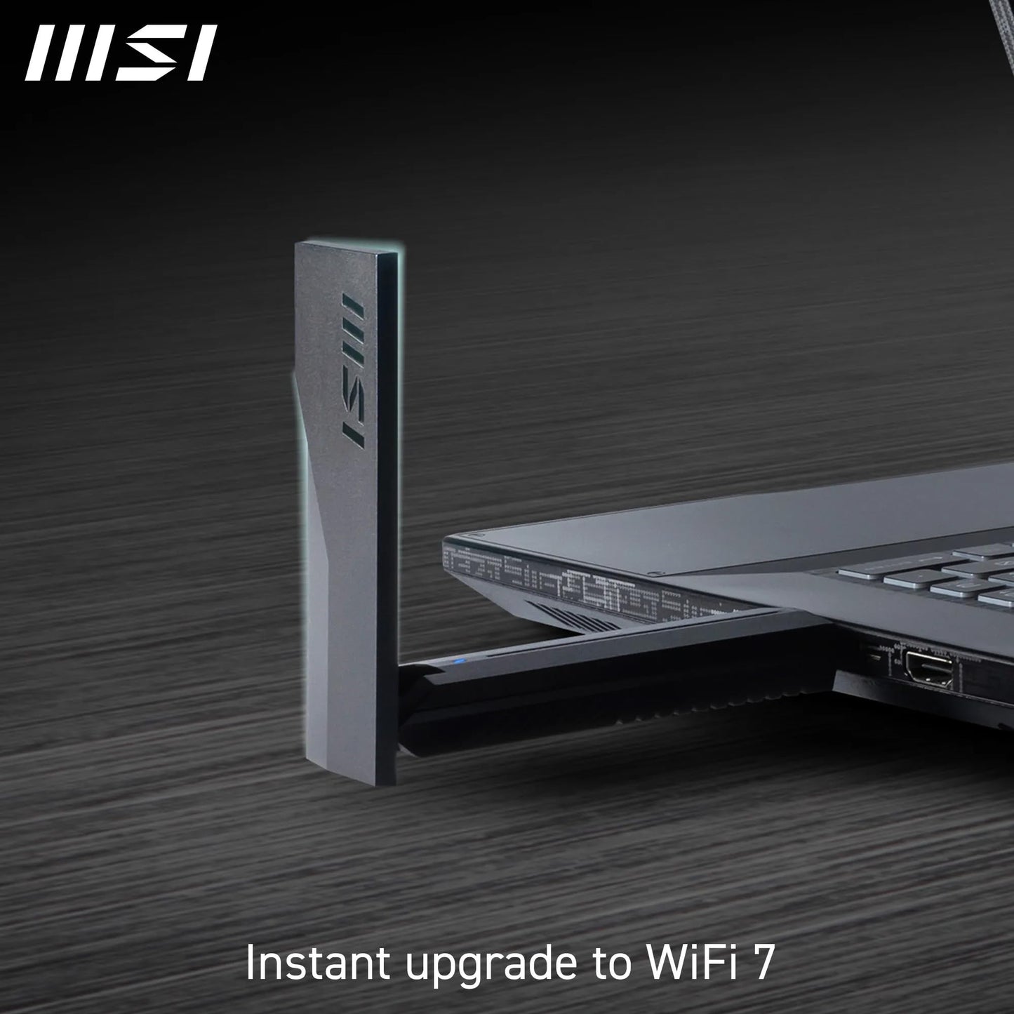 MSI BE6500 WiFi 7 USB Adapter - WLAN up to 2880 Mbps (6GHz, 5GHz, 2.4GHz Wireless), USB 3.2 Gen 1, MU-MIMO, 2X High-Gain Tri-Band Antennas