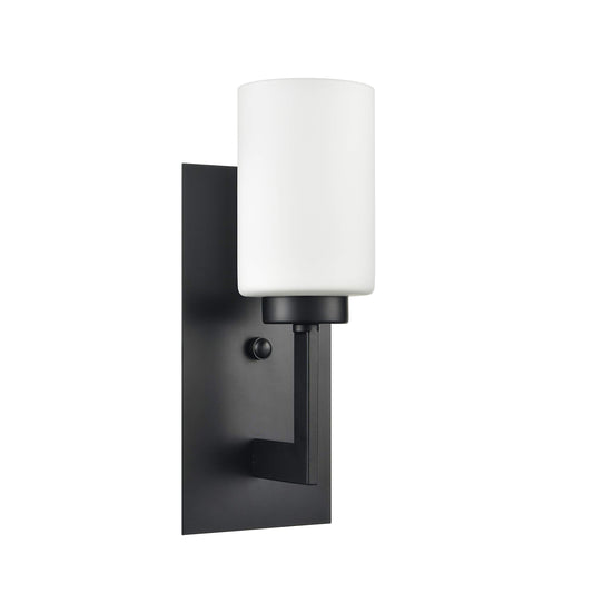 Linea di Liara Brio Black Wall Sconce with Frosted Glass Shade - Modern Wall Light Fixture for Bathroom, Vanity, and Hallway