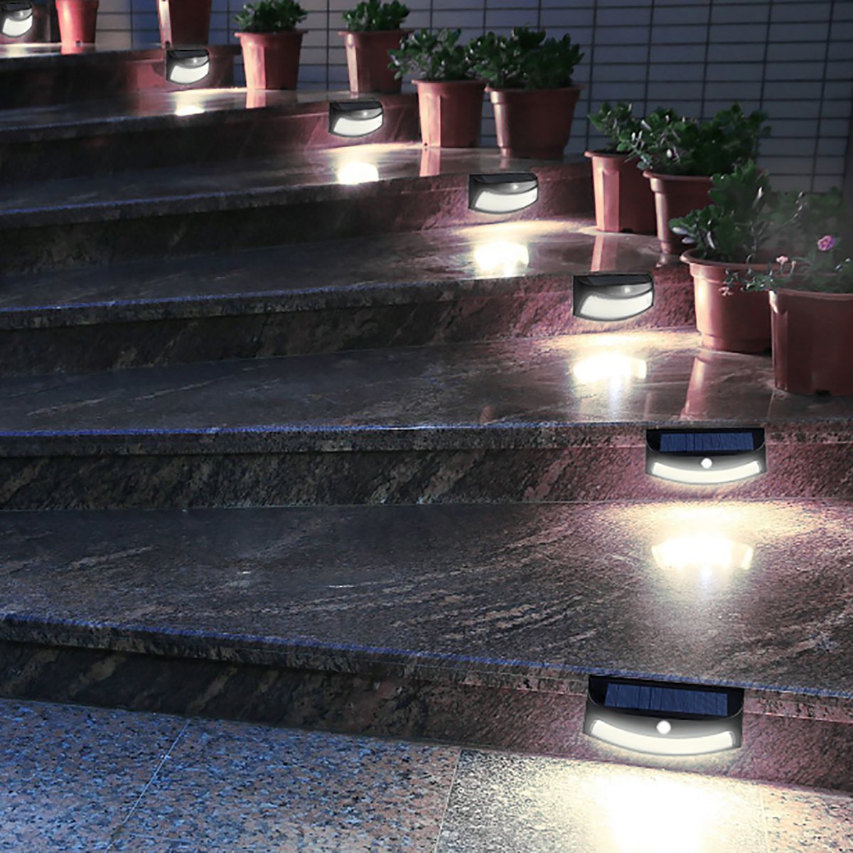Hoshine Solar Powered Step Lights, Black, 2-Pack