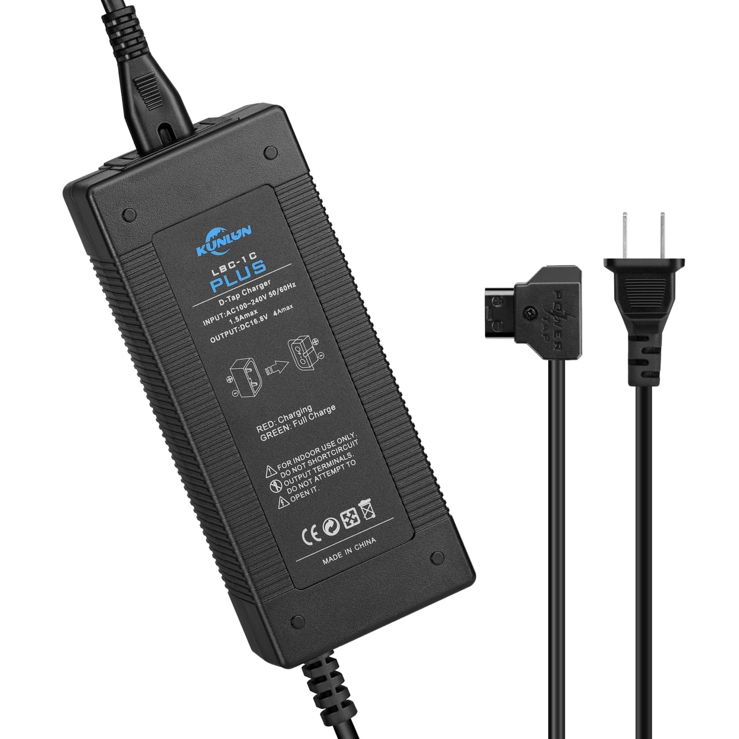 KUNLUN D-Tap Quick Charger[DC 16.8V/4A] with D Tap Cable for V-Mount/V Lock/Gold Mount Battery Charger, for Sony BP-U65 BP-U68 HDW-800P HDW-F900R