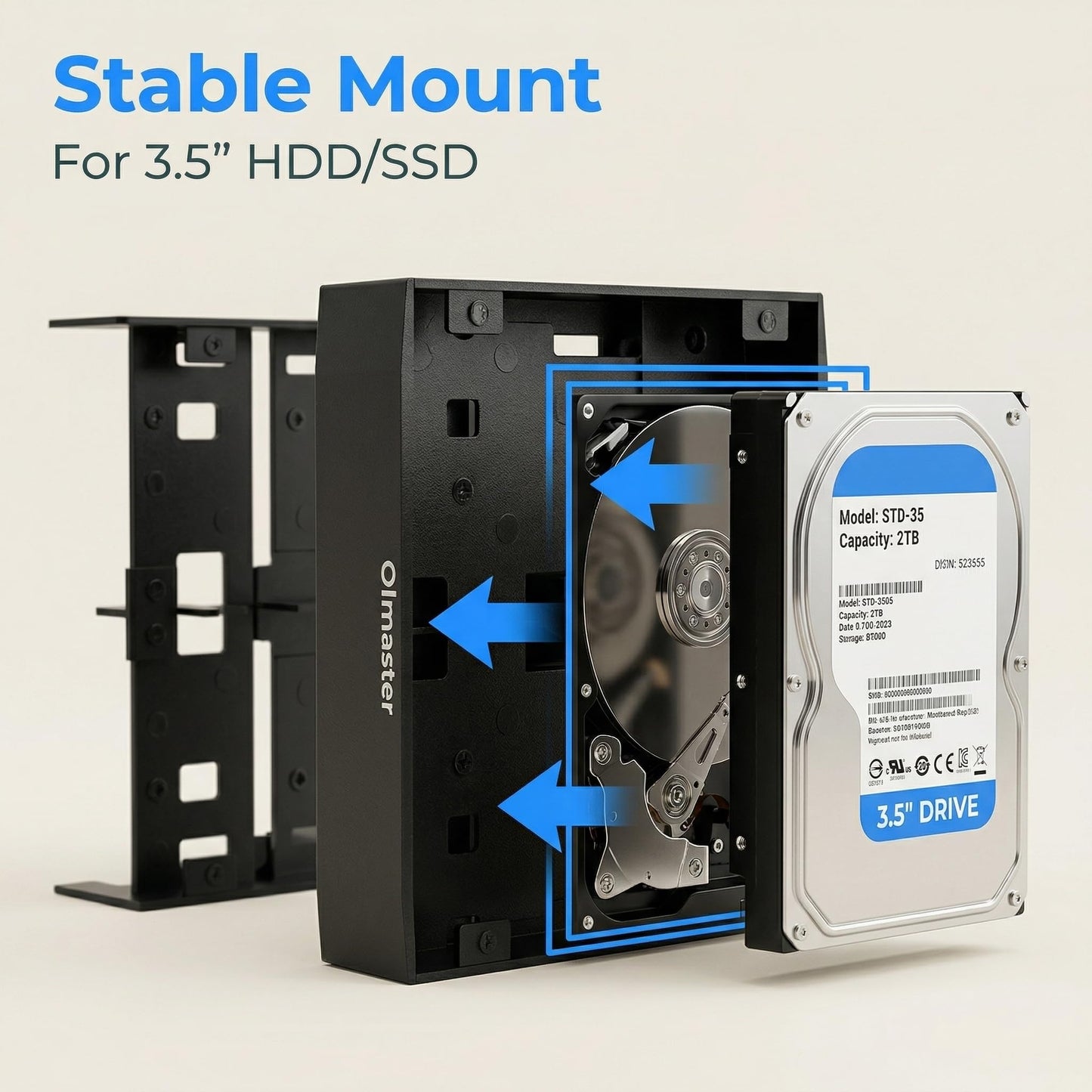 Hard Disk Drive Bracket, 2.5" HDD / SSD & 3.5" HDD to 5.25" Floppy Drive Bay Computer Mounting Bracket Internal Hard Disk Drive Bay Holder Adapter