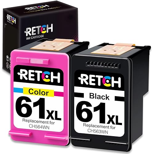 RETCH Remanufactured 61 XL Ink Cartridges Replacement for 61XL HP 61 Works with HP Envy 4500 4502 5530 DeskJet 2540 2541 2546 2549 3050 3510 OfficeJet