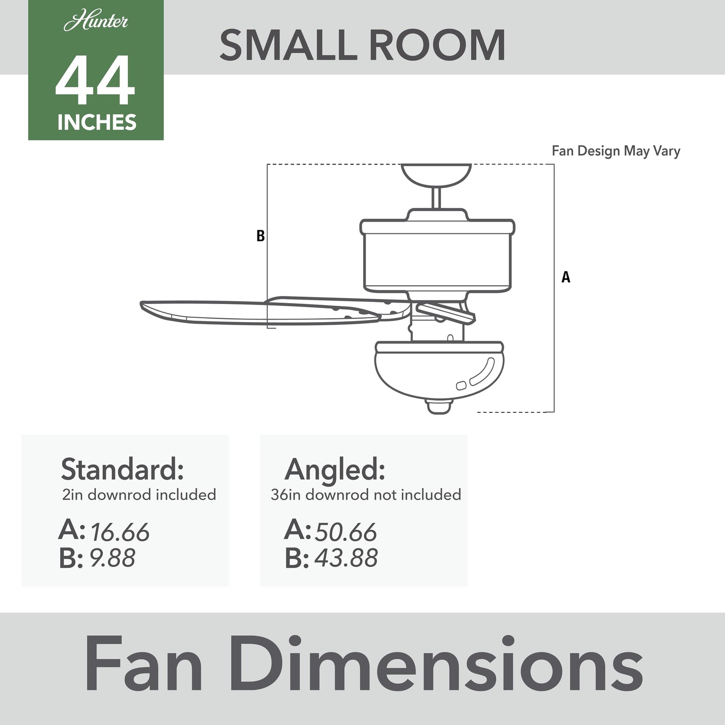 Hunter Fan 44 Inch Fresh White Indoor Ceiling fan with LED Light and Pull Chain for Bedroom, Living Room, Office, Basement, Kitchen, Dining Room