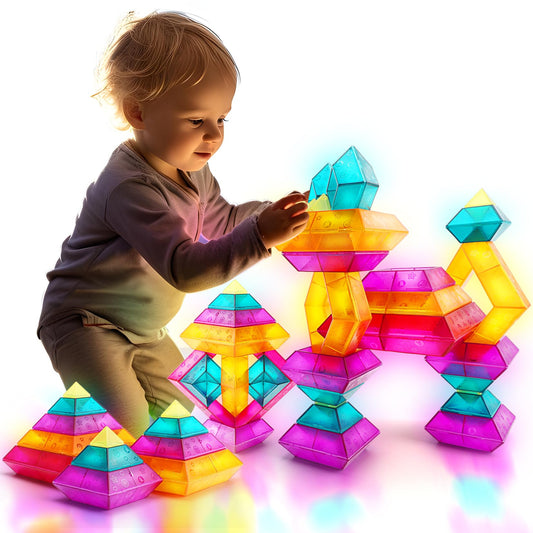 30pcs Building Block Set – Stacking STEM Learning Toys for Kids Ages 3-6, Preschool Educational Light Table Activities & Gifts