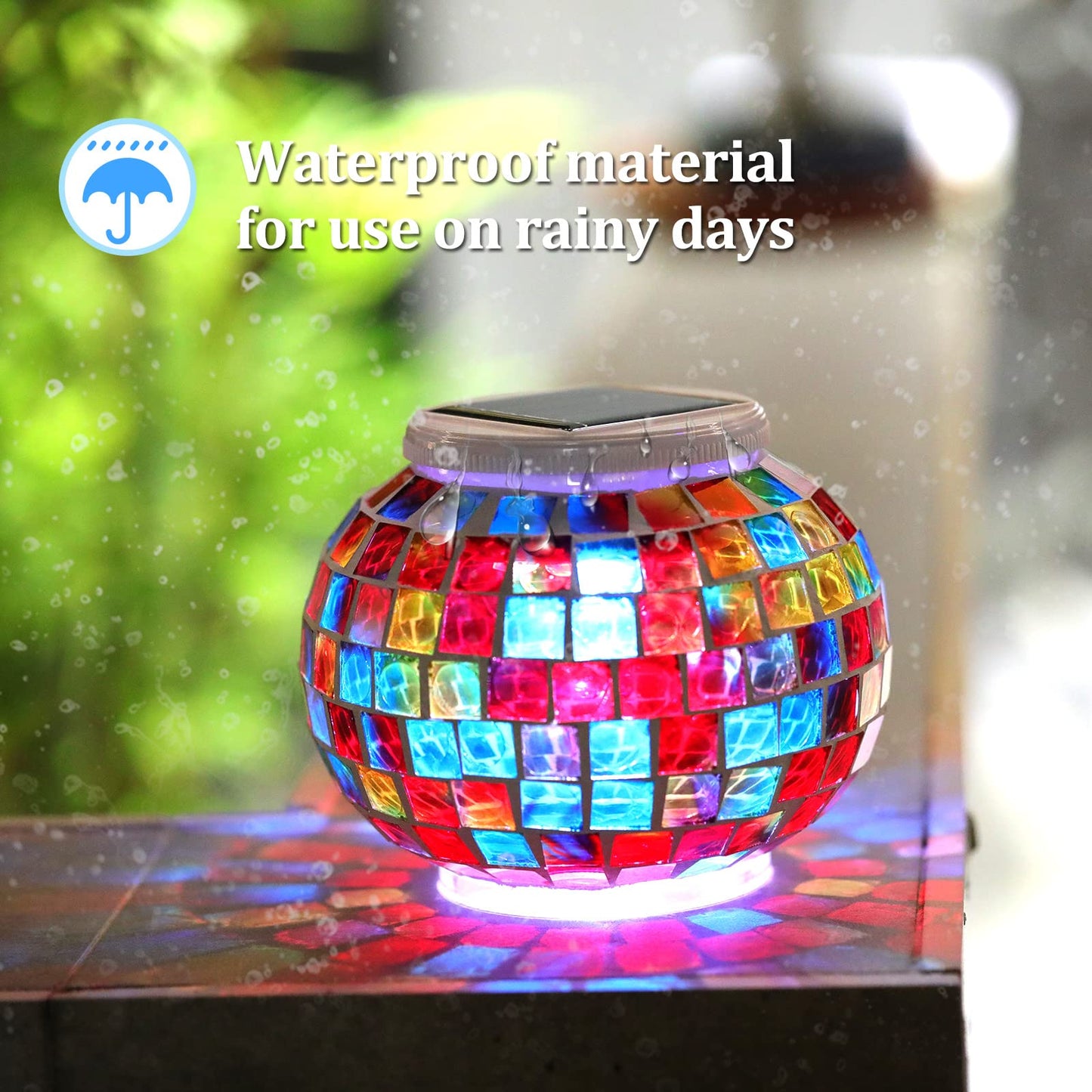 Joyathome Color Changing Mosaic Solar Light Led Garden Lights?echargeable Solar Table Lights Outdoor Waterproof Solar Night Lights for Garden, Patio