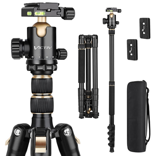 77" Aluminum Camera Tripods & Monopods, Victiv Compact Travel Tripod for Camera DSLR, Spotting Scope,Telescope, Binoculars, Porfessional Heavy Duty