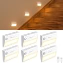 Valytime 6 Pack Large Area LED Step Light, Rechargeable Motion Sensor Stair Lights Indoor, Ultra-Wide Rectangle Wall Washer, Warm White Step Lighting