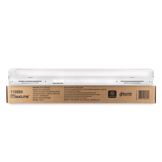 Maxlite LS3-2U15WCSCRTA LED 24 Inch Linear Light Strip, Dimmable, White Finish, Wattage Selectable 15W, 20W, 25W, Color Selectable 3500K, 4000K