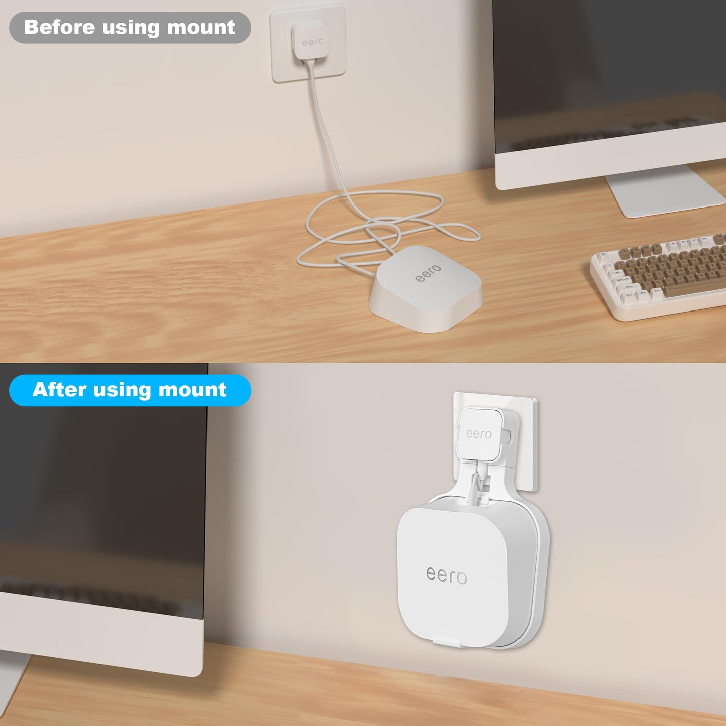 Wall Mount Holder for eero 7 Home WiFi System - Space Saving Wall Bracket with Cable Management, Vertical/Horizontal Plug Option, White (3Pack)