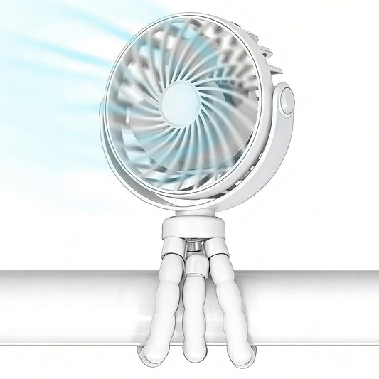 ormos Octopus Fan, 4-in-1 Portable Cooling Fan, 360° Rotation, 3 Speeds, Ultra Quiet 20dB, Black, USB Powered, Flexible Legs Design for Baby Room