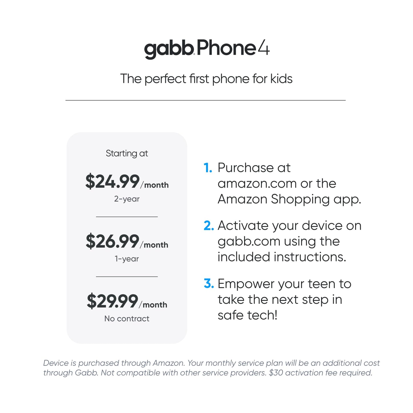 Gabb Phone 4 - Kids Phone, GPS Tracker, No Internet, Black