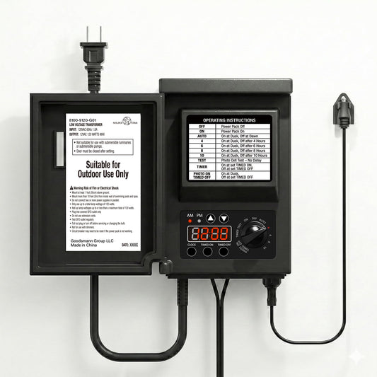 GOLDEN STAR 120W Low Voltage Transformer with Photocell Sensor & Weather Shield - 120V to 12V AC Outdoor Power Supply for LED Landscape Lighting