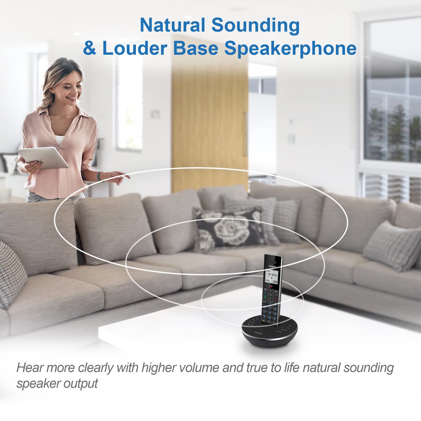 VTech LS6381-2 Bluetooth Speaker with Echo Cancellation, Noise Reduction, Music Streaming, PC/Landline/Cellular Calls, Paired with DECT6.0 Cordless