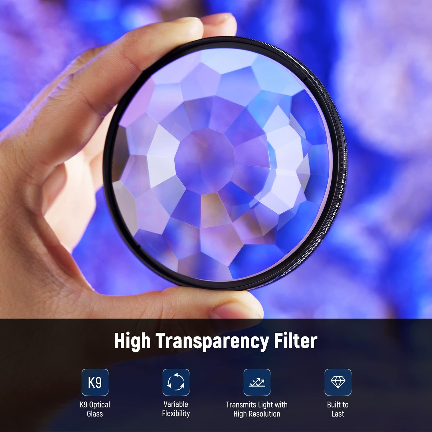 NEEWER 67mm Kaleidoscope Prism Lens Filter, Photography Prism Crystal Glass Effect Filter with Multi Refraction and Variable Number of Photographic