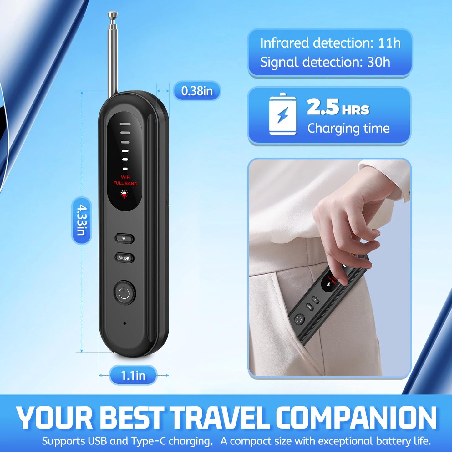 EVESKY Hidden Camera Detector Spy Camera Finder,Bed Bug Hidden Camera Detectors for Hotels,RF Detectors for Travel,GPS Tracking/Tracker Device