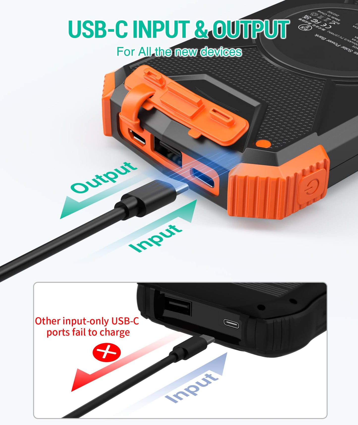BLAVOR Solar Power Bank 10,000mAh, Portable Wireless Charger, 20W Fast Charging External Battery Pack with USB C for Cell Phones, Solar Panel Charging