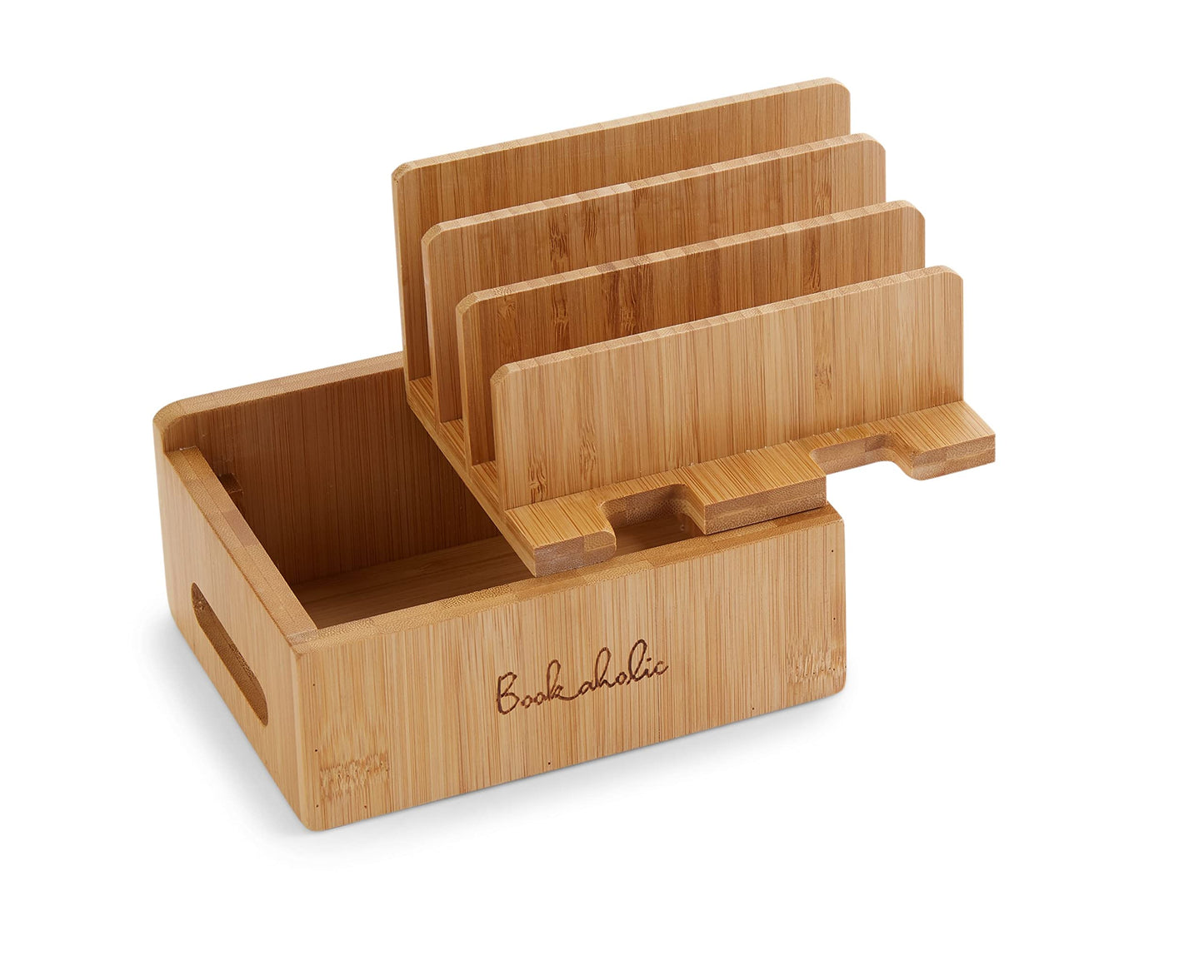 Bamboo Charging Station & Multi-Device Organizer - Large Capacity Desktop Dock for Smartphones, iPhone, iPad, and Tablets