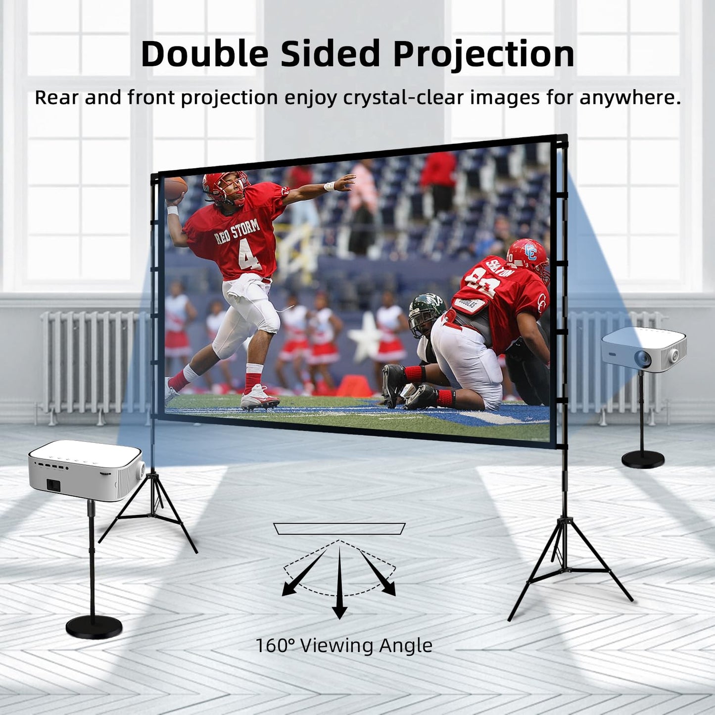 Projector Screen and Stand, Wootfairy 120 inch Foldable and Portable Projection Screen 16:9 4K HD Rear Front Wrinkle-Free Movie Screen with Carry Bag
