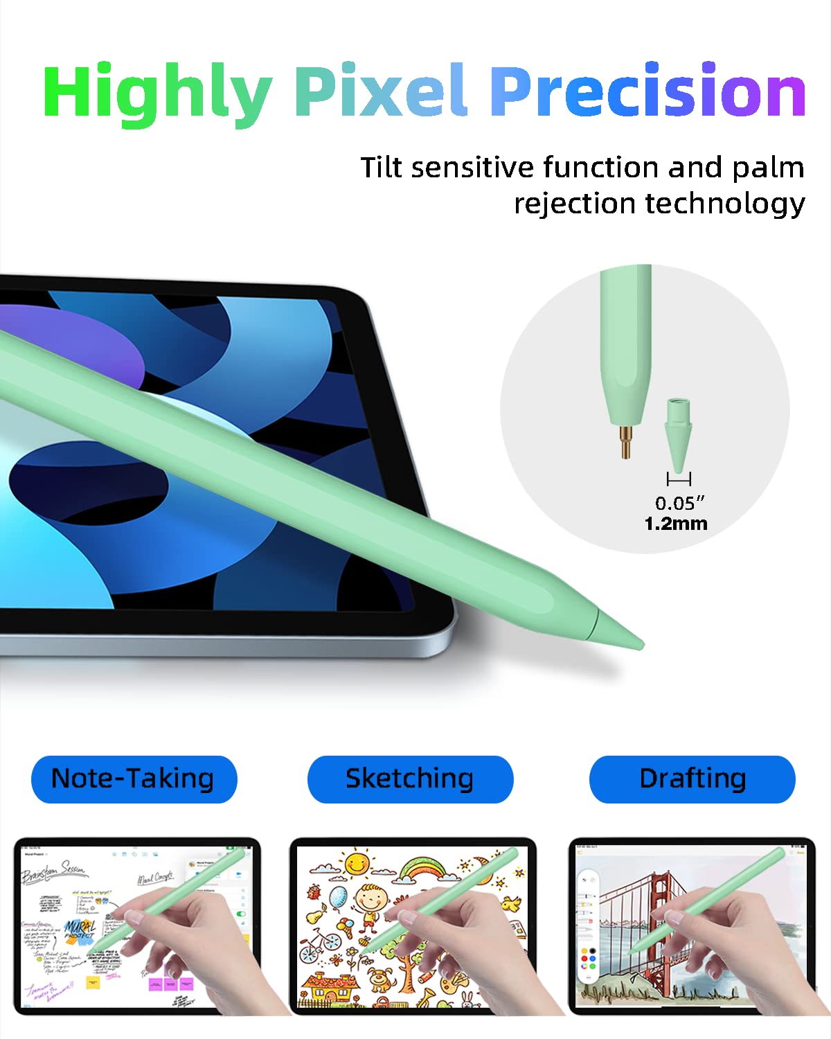 Gnanlen iPad Pencil 2nd Generation with Magnetic Wireless Charging,Same as Apple Pencil 2nd Generation,Stylus Pen Compatible with iPad Pro 11in