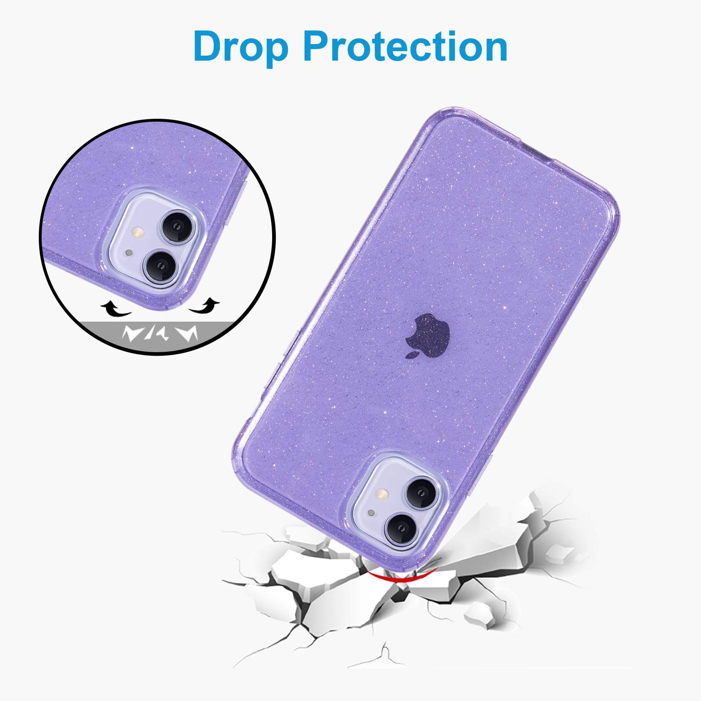 JJGoo Compatible with iPhone 11 Case, Glitter Sparkle Bling Anti-Scratch Shockproof Protective Flexible Phone Cases Cute Slim Thin Cover for Women