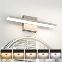 JUSHENG Brushed Nickel Modern LED Vanity Lights for Bathroom Light Fixtures, 16 Inch 16W 5CCT Dimmable Vanity Light Bar Bathroom Lighting, ETL