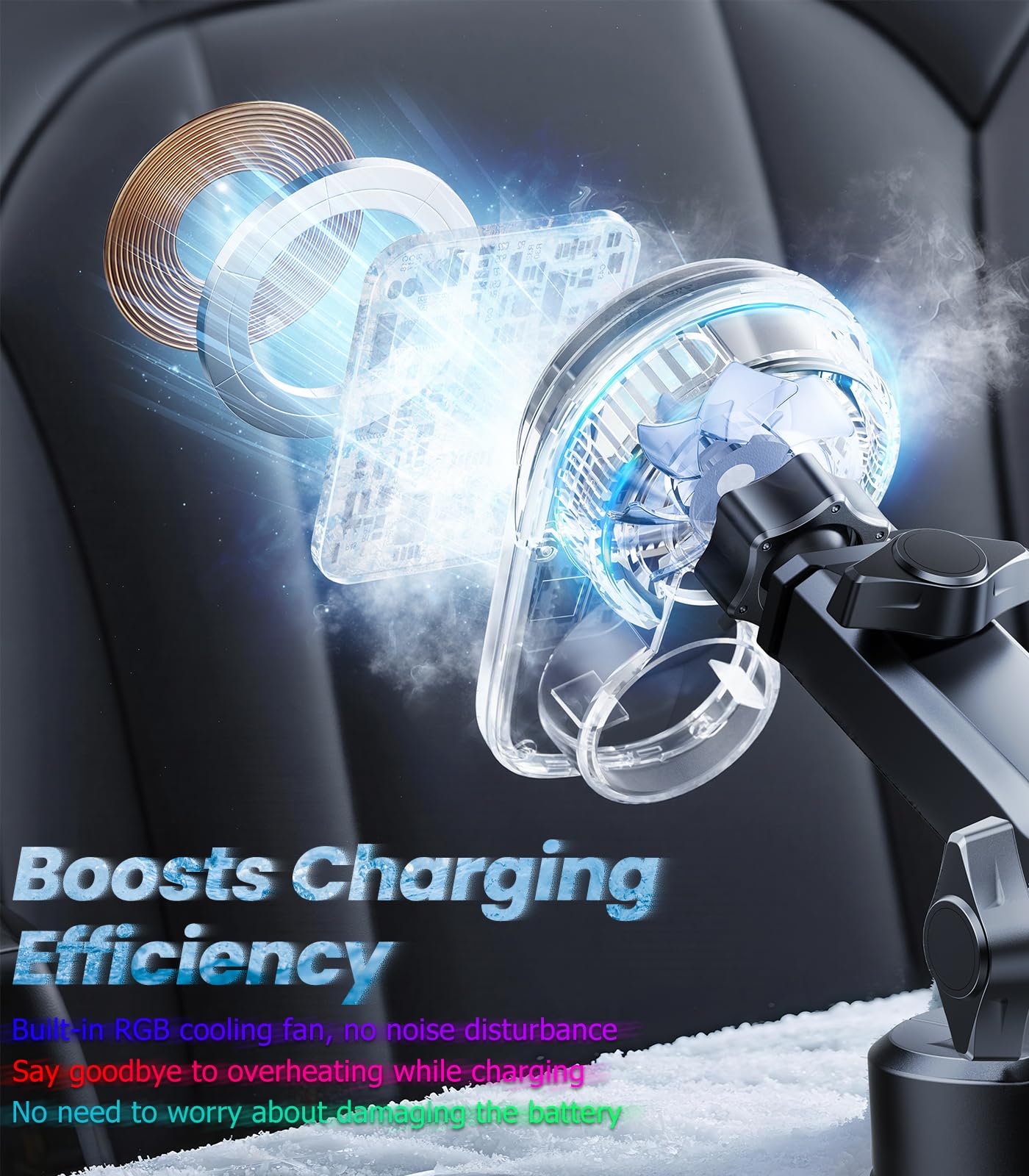 xuenair for Magsafe Car Mount Charger with Air-Cooling System, 15W Fast Charging Wireless Car Charger Mount for iPhone 17 16 15 14 13 Pro Max Plus