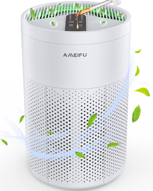 Air Purifiers for Home Large Room up to 1620ft², AMEIFU Upgrade Large Size H13 Hepa Bedroom Air Purifier for Wildfire,Pets Dander with 3 Fan Speeds