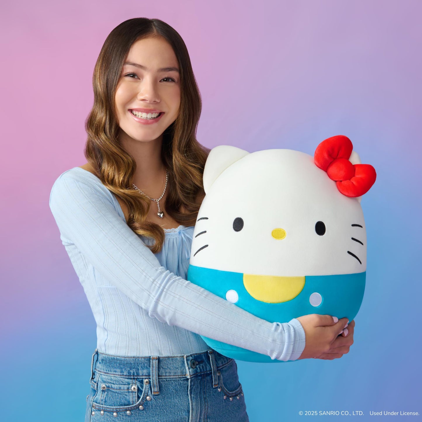 Squishmallows Original Sanrio 14in Hello Kitty in Blue Overalls - Official Jazwares Plush (Large)