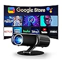 [Built-in Apps/GoogIe TV] Smart Projector 4K Supported with WiFi and Bluetooth, GoogIe Voice, Zoom&Keystone, 180°Stand, HDR10, Goiaey C26 Portable