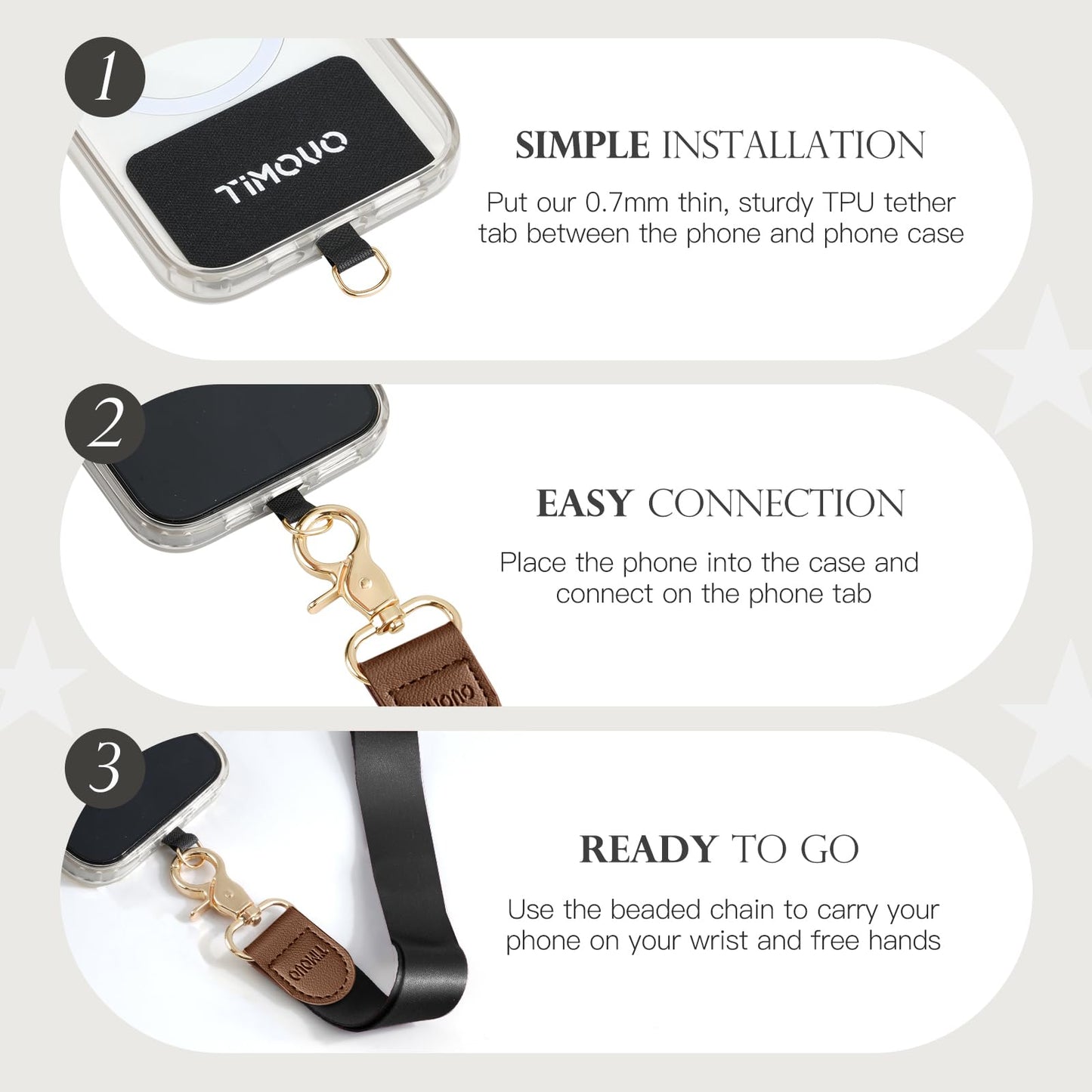 TiMOVO Phone Lanyard Crossbody Wrist Strap, Adjustable Anti-Theft Strap for Smartphone Case, Black