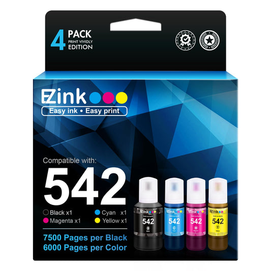 E-Z Ink (TM Compatible Ink Bottle Replacement for Epson 542 T542 to use with ET-5800,ET-5850,ET-5880,ET-16600,ET-16650,ST-C8000 Printer (Black, Cyan