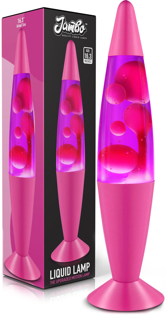 JAMBO 16" Beautiful Lamp- Purple with Pink Wax, Relaxing Liquid Light, Night Light Nightlight, Home Decor Living Room Office Bedroom Lamp for Adults