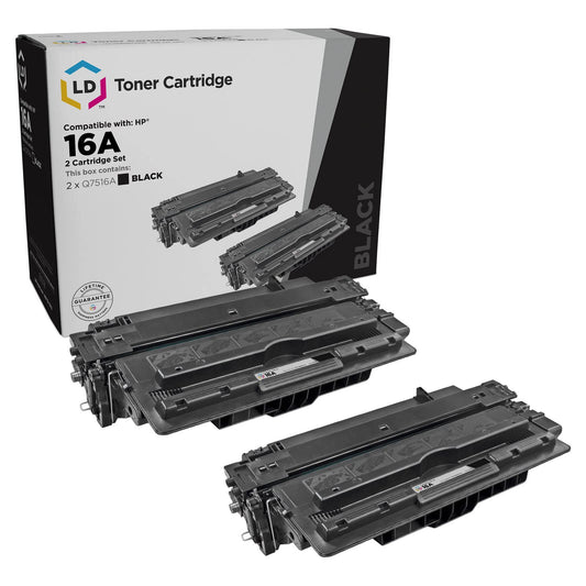 LD Products Remanufactured Toner Cartridge Replacement for HP 16A Q7516A (Black, 2-Pack) Compatible with The Following HP LaserJet: 5200, 5200dtn