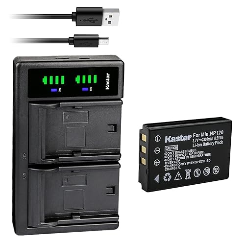 Kastar 1-Pack Battery and LTD2 USB Charger Compatible with Minolta NP-120 Battery, MN80NV, MN88NV, MN90NV, MN200NV, MN220NV 1080p Full HD, MN4K40NV 4K