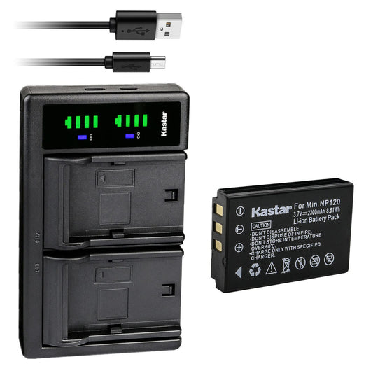 Kastar 1-Pack Battery and LTD2 USB Charger Compatible with Minolta NP-120 Battery, MN80NV, MN88NV, MN90NV, MN200NV, MN220NV 1080p Full HD, MN4K40NV 4K
