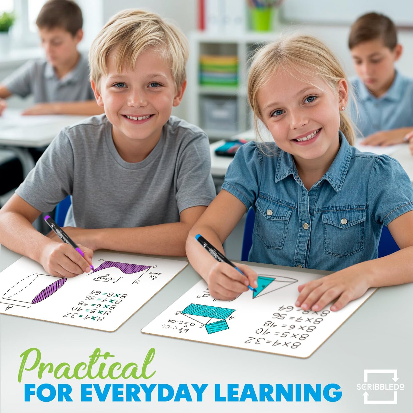 Scribbledo Small Dry Erase Whiteboards for Students, 6 Pack 9 x 12