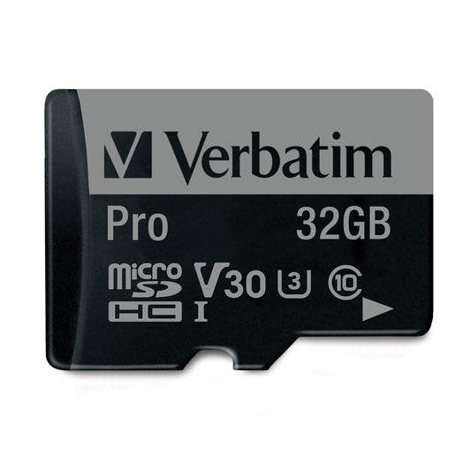 Verbatim 32GB Pro 600X microSDHC Memory Card with Adapter UHS-I V30 Class 10 Supports 4K Video Recording U3 Speed Rated Up to 90MB/s Read Speed