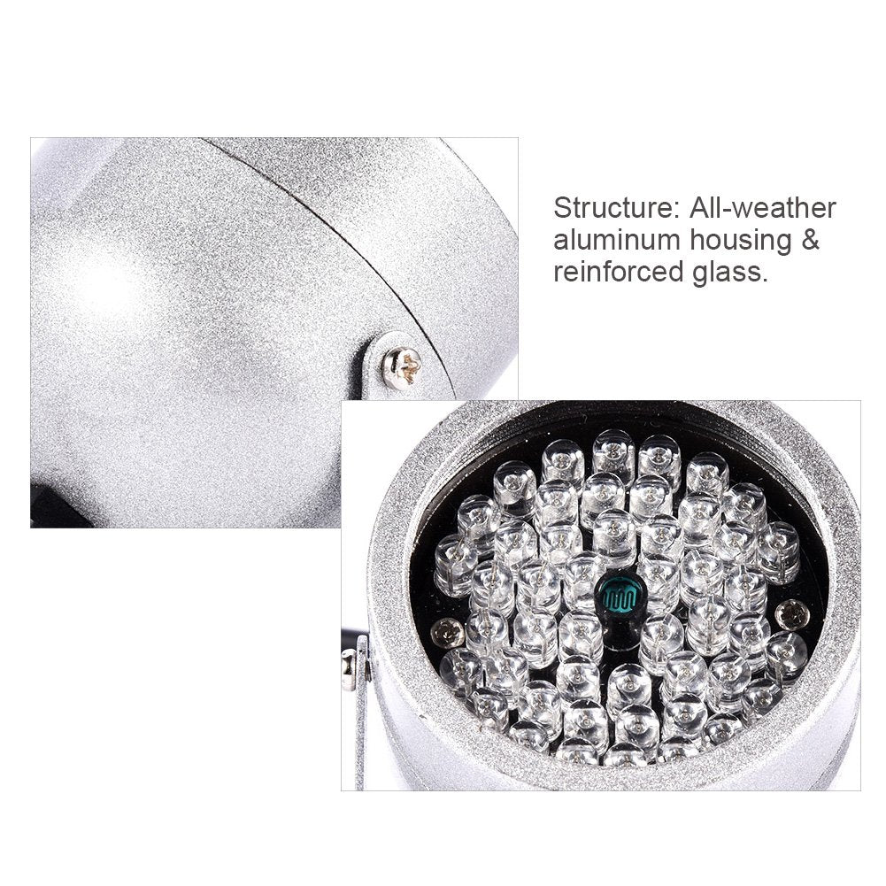 Serounder Camera IR Lights, 48 LED Infrared Night Vision Light for Security CCTV Camera