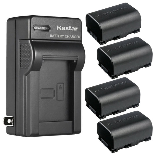 Kastar 4-Pack Battery and AC Wall Charger Replacement for JVC GZ-MS250BUS GZ-MS250U GZ-HM30 GZ-HM30BU GZ-HM30U GZ-HM33 GZ-HM35 GZ-HM35U GZ-HM40