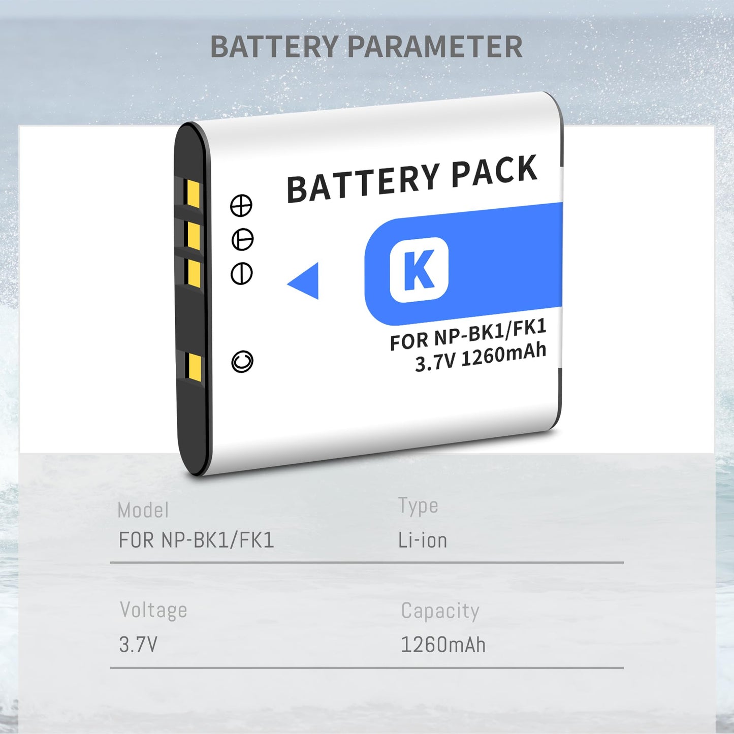 2-Pack NP-BK1 NP-FK1 Battery +Quick LCD Charger Compatible for Sony NP-BK1,Cybershot DSC-W180, DSC-W190, DSC-W370, DSC-S750, DSC-S780, DSC-S950